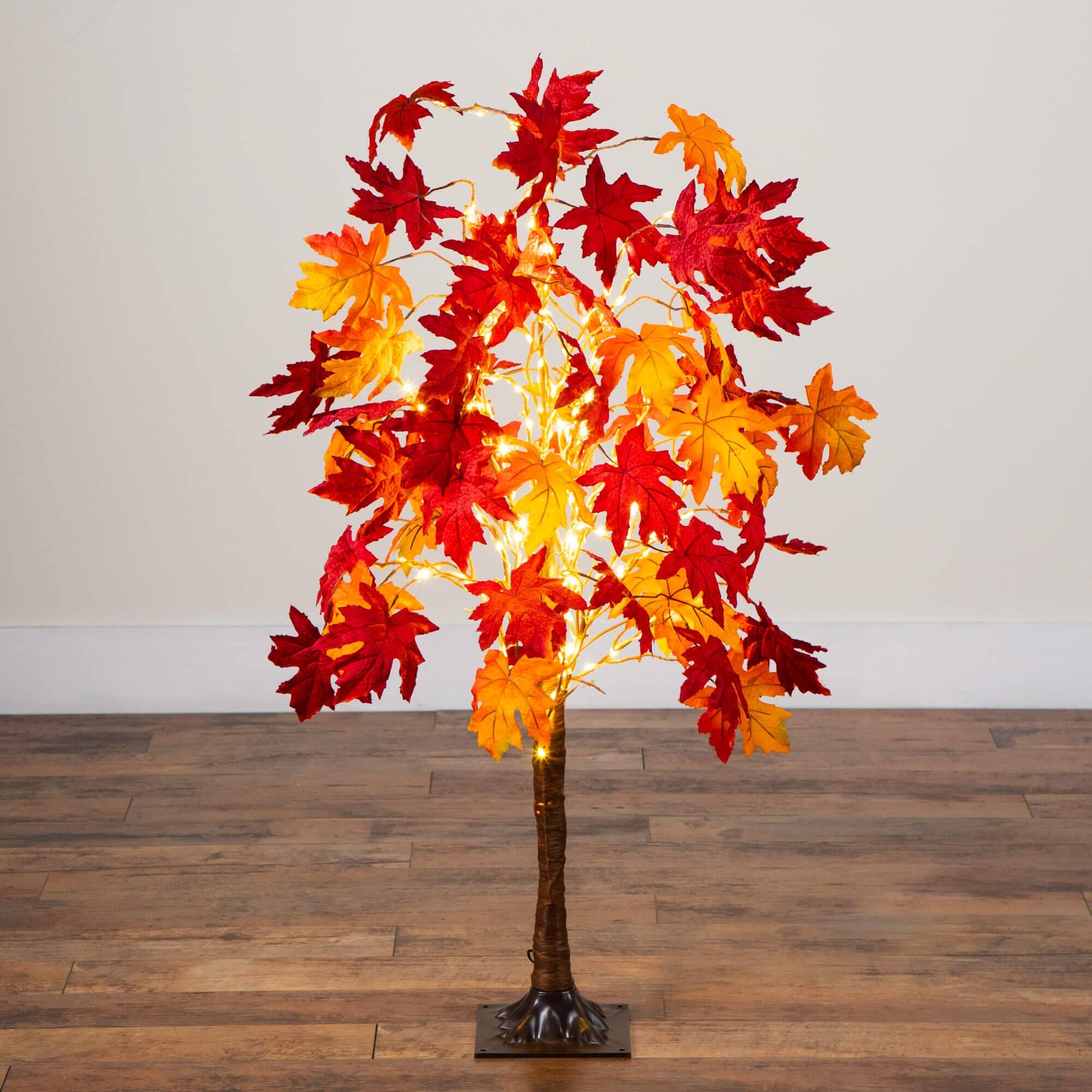 4ft. Pre-Lit Autumn Weeping Maple Artificial Fall Tree with 180 Warm White LED Lights